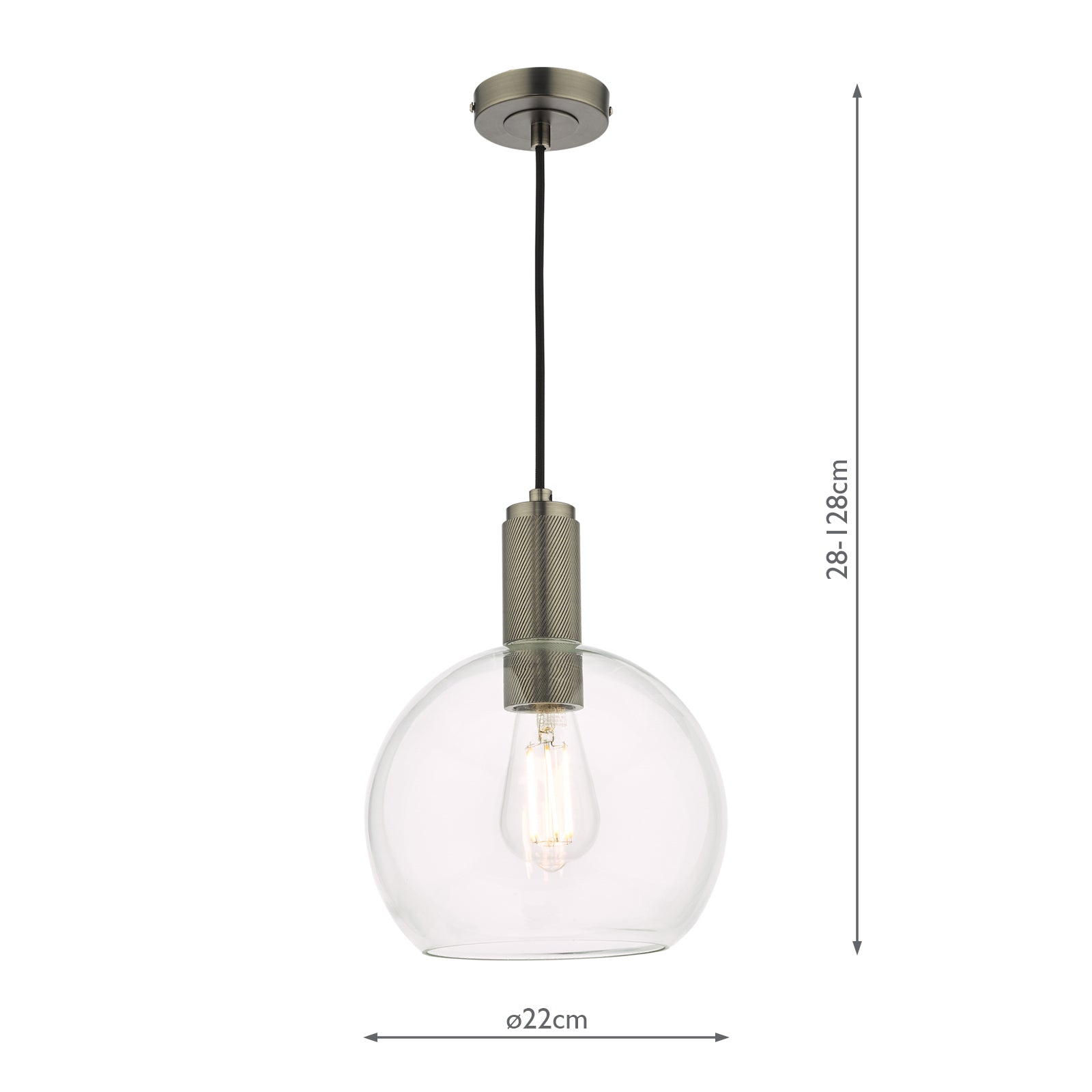 NIK0167-E03 Nikolas Pendant Antique Chrome and Glass
