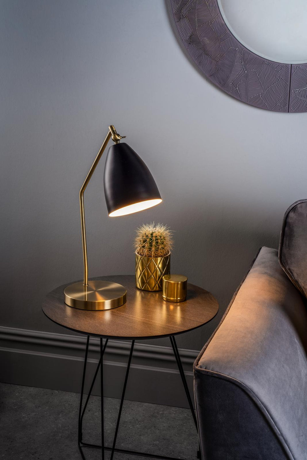 OLL4154 Olly Desk Lamp Antique Brass and Matt Black