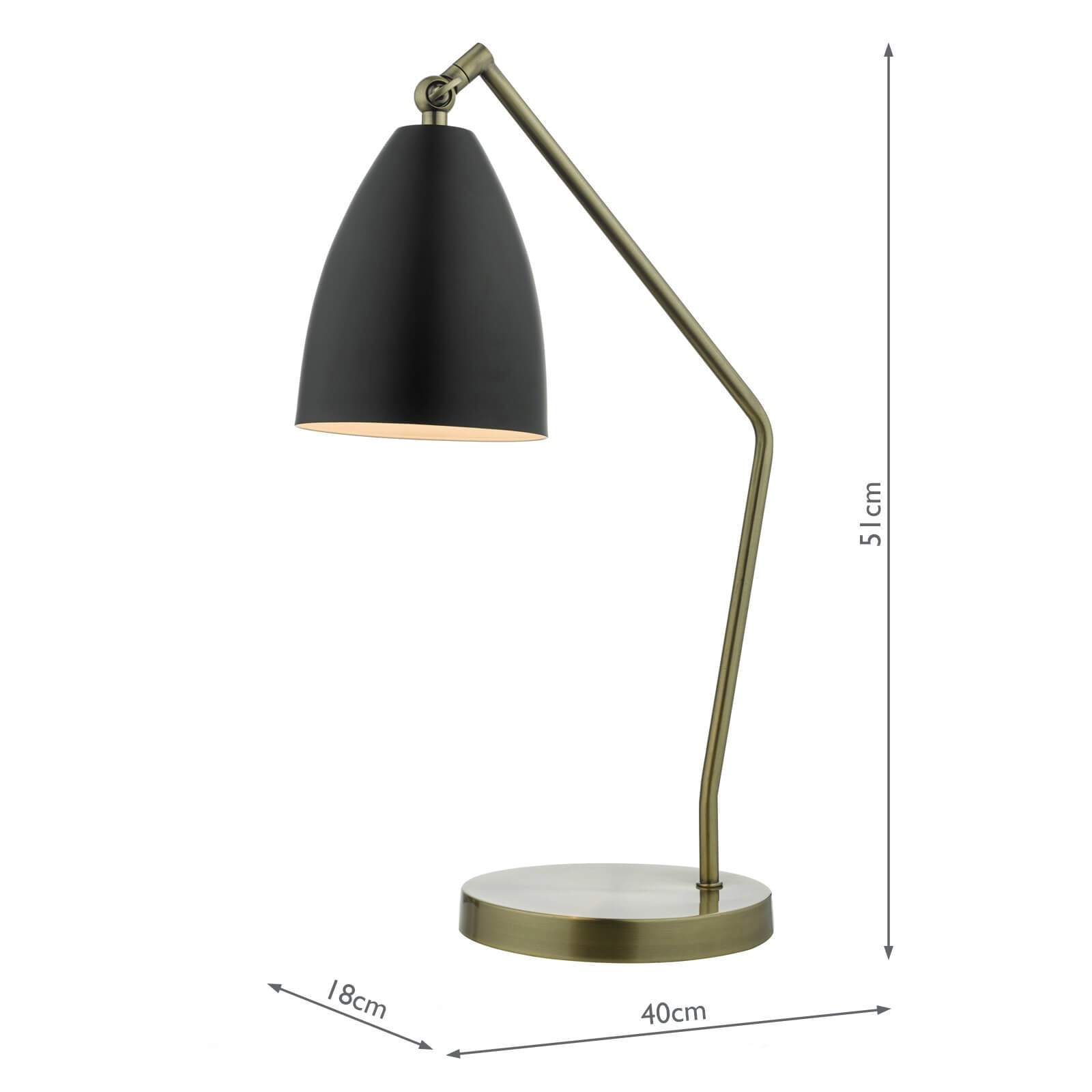 OLL4154 Olly Desk Lamp Antique Brass and Matt Black