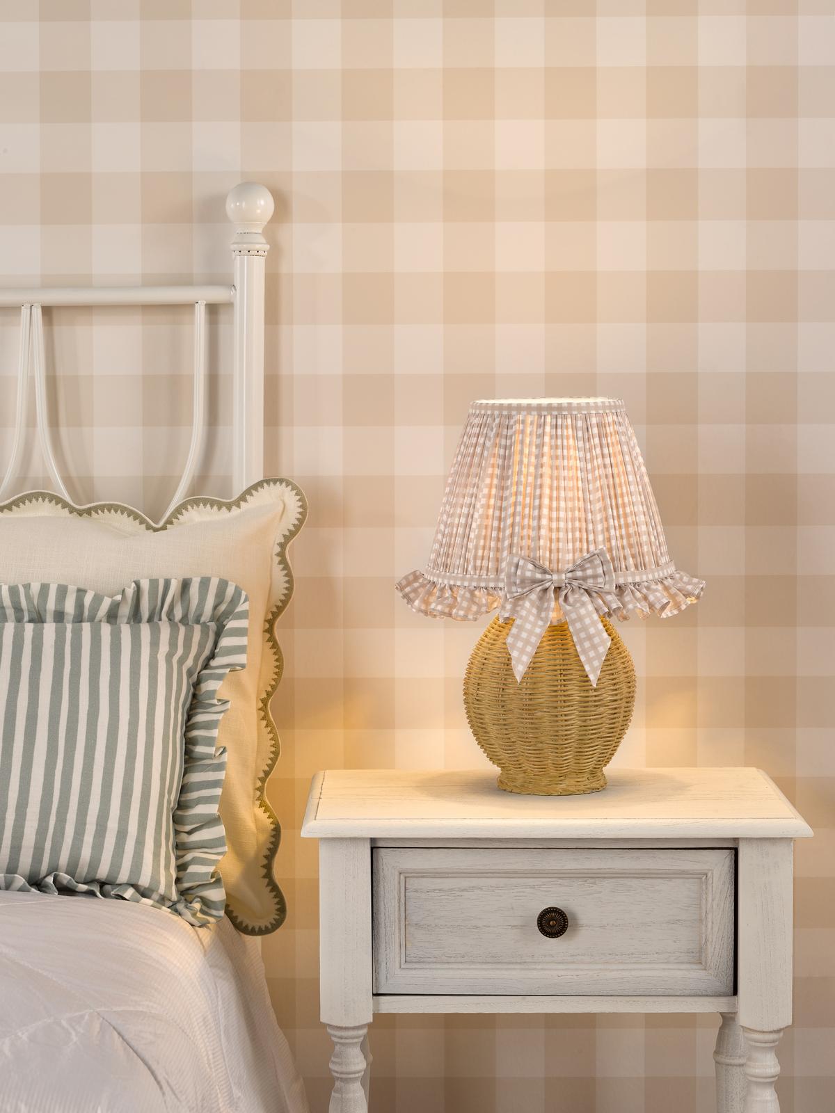 OME4129 Omer Table Lamp Matt Taupe and Antique Brass With Shade