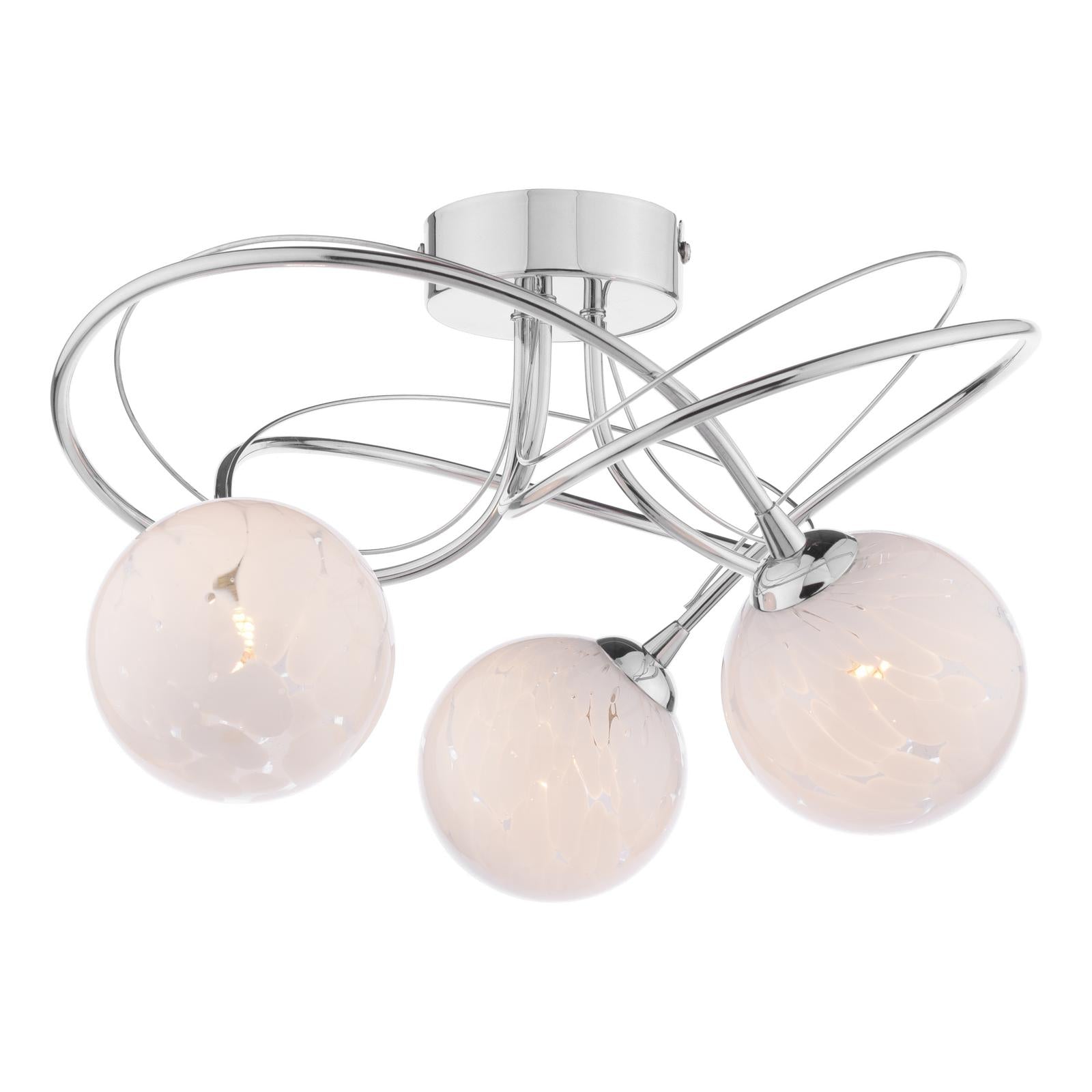 ONA5350-17 Onawa 3 Light Semi Flush Polished Chrome With White Confetti Glass
