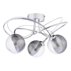 ONA5350-18 Onawa 3 Light Semi Flush Polished Chrome With Smoked/Clear Ribbed Glass