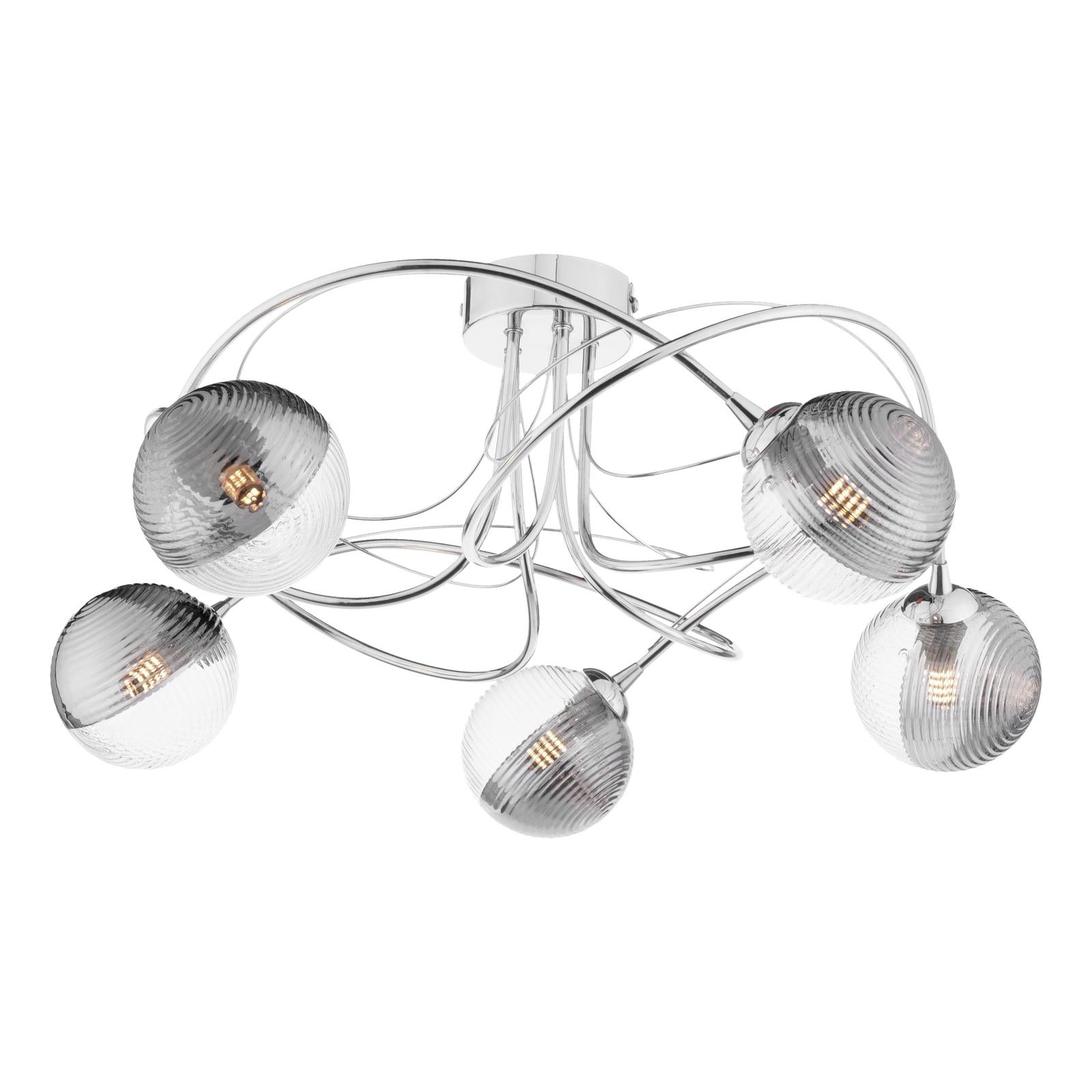 ONA5450-18 Onawa 5lt Semi Flush Polished Chrome With Smoked/Clear Ribbed Glass