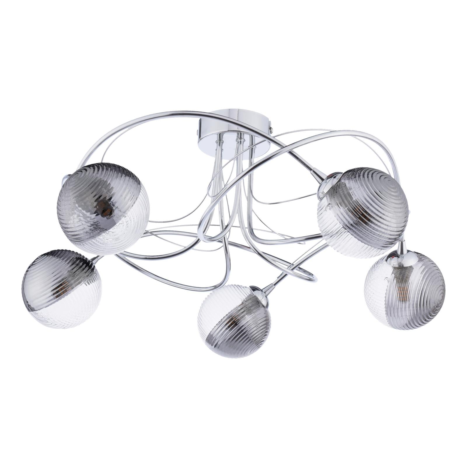 ONA5450-18 Onawa 5lt Semi Flush Polished Chrome With Smoked/Clear Ribbed Glass