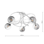 ONA5450-18 Onawa 5lt Semi Flush Polished Chrome With Smoked/Clear Ribbed Glass