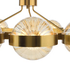OPH1235 Ophira 12 Light Pendant Antique Gold and Amber Ribbed Glass