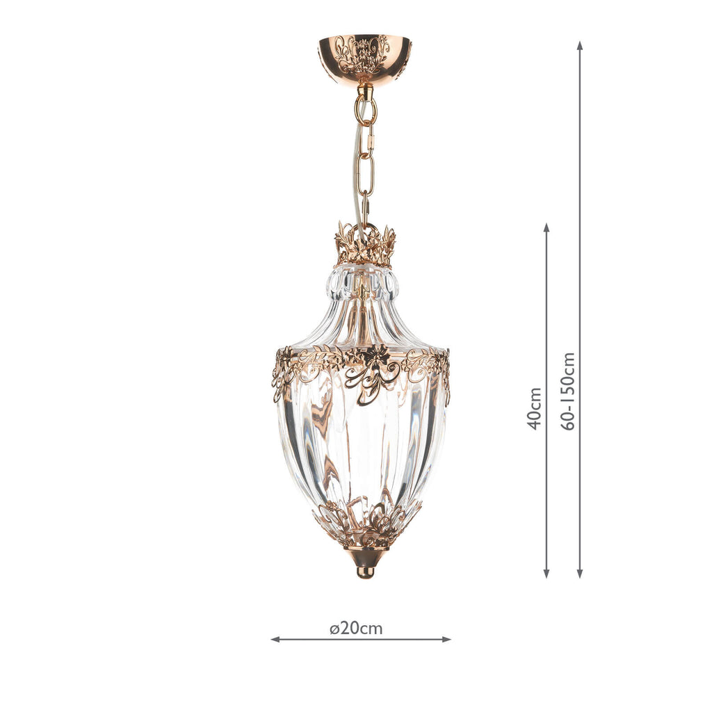 OTT0135 Ottoman Lantern Polished Gold and Glass