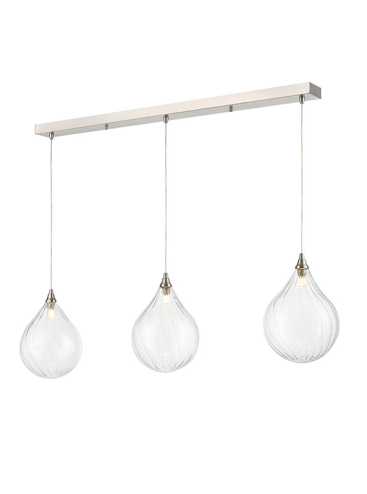 FL2452-3/358 Perry 3 Light Satin Nickel Bar Pendant With Clear Glass