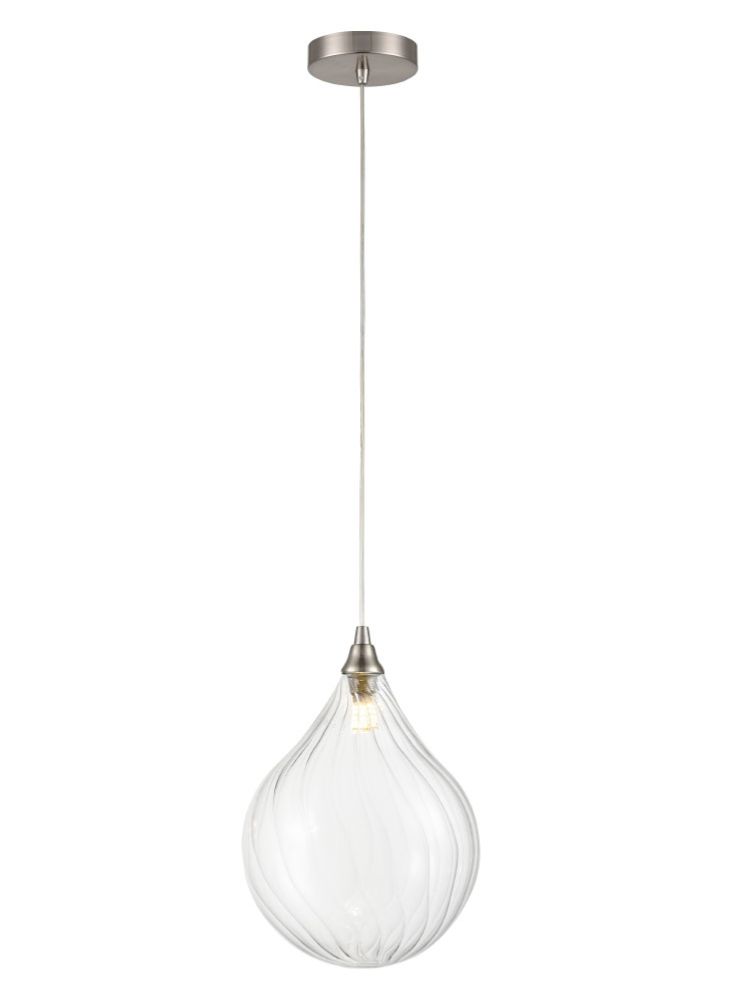 PCH244/358 Perry Single Pendant In Satin Nickel With Clear Glass