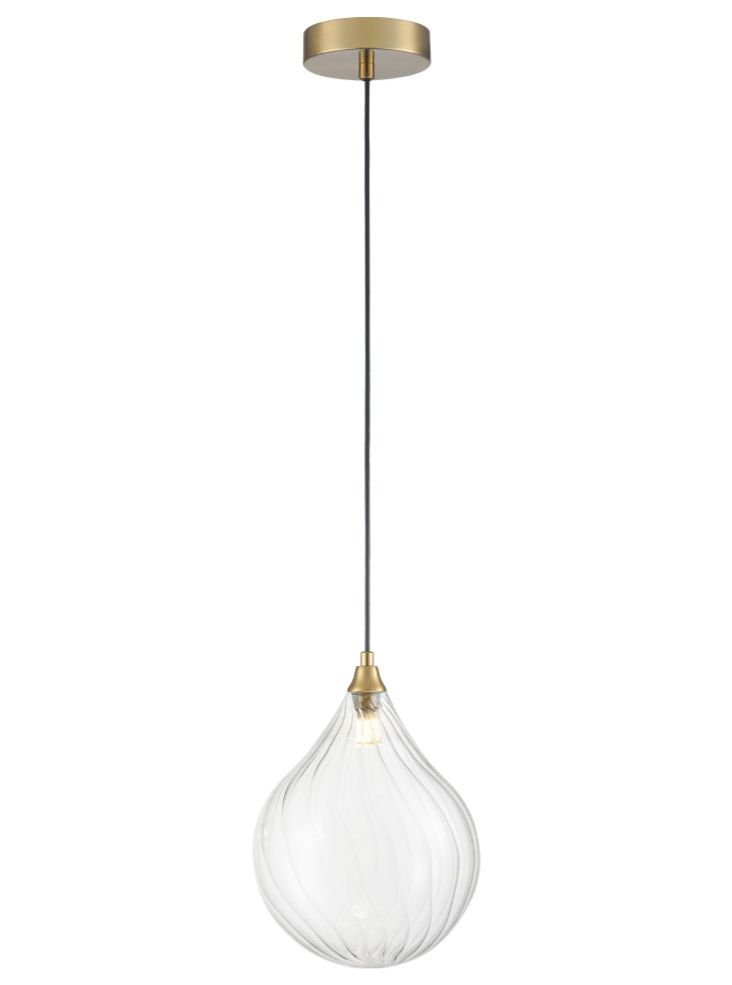 PCH424-358 Perry Single Pendant In Aged Brass With Clear Glass