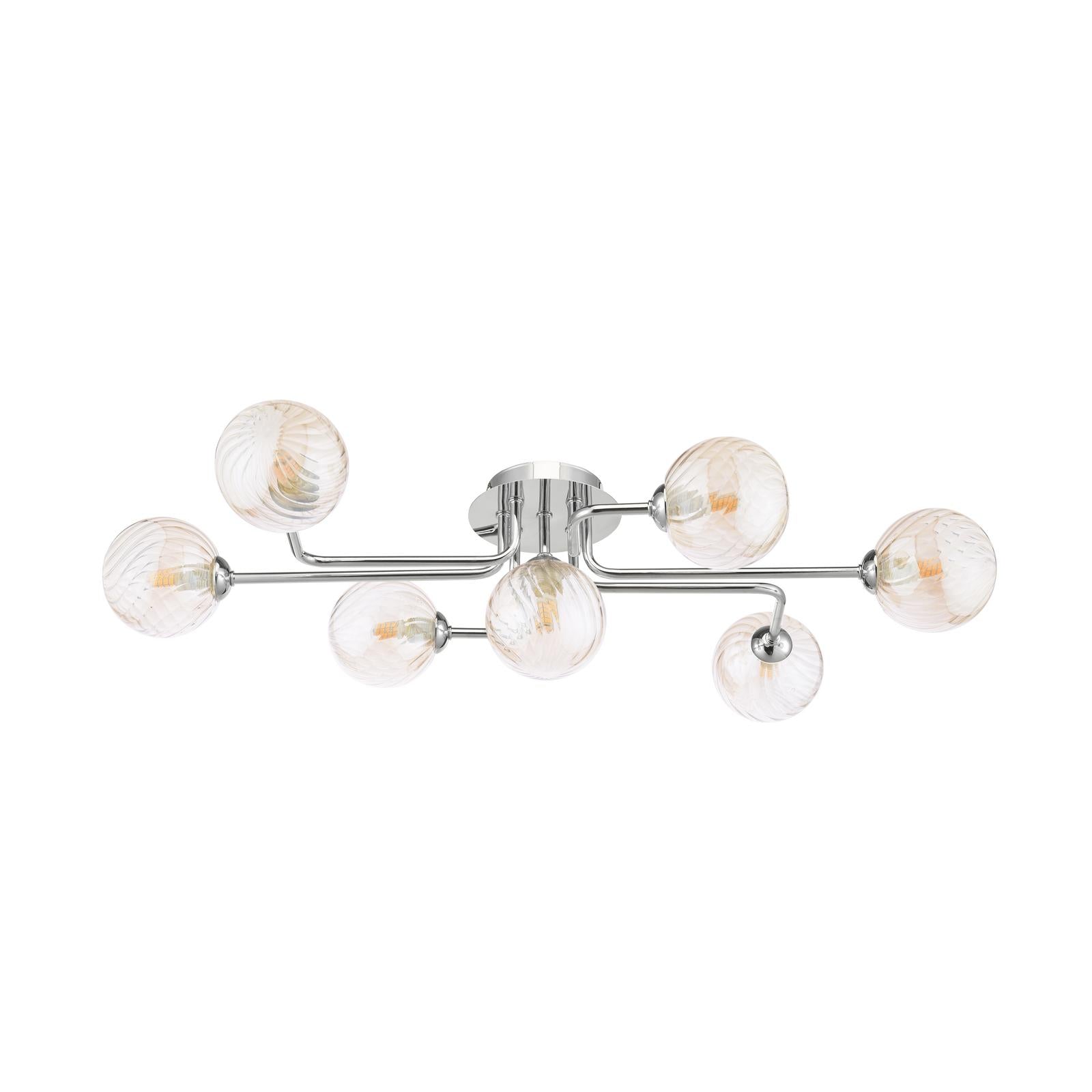 REY3450-25 Reyna 7lt Semi Flush Polished Chrome With Twisted Amber Glass