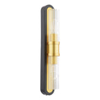 RHI0954 Rhian 2 Light Wall Light Matt Black and Ribbed Glass