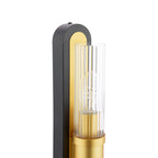 RHI0954 Rhian 2 Light Wall Light Matt Black and Ribbed Glass