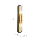 RHI0954 Rhian 2 Light Wall Light Matt Black and Ribbed Glass