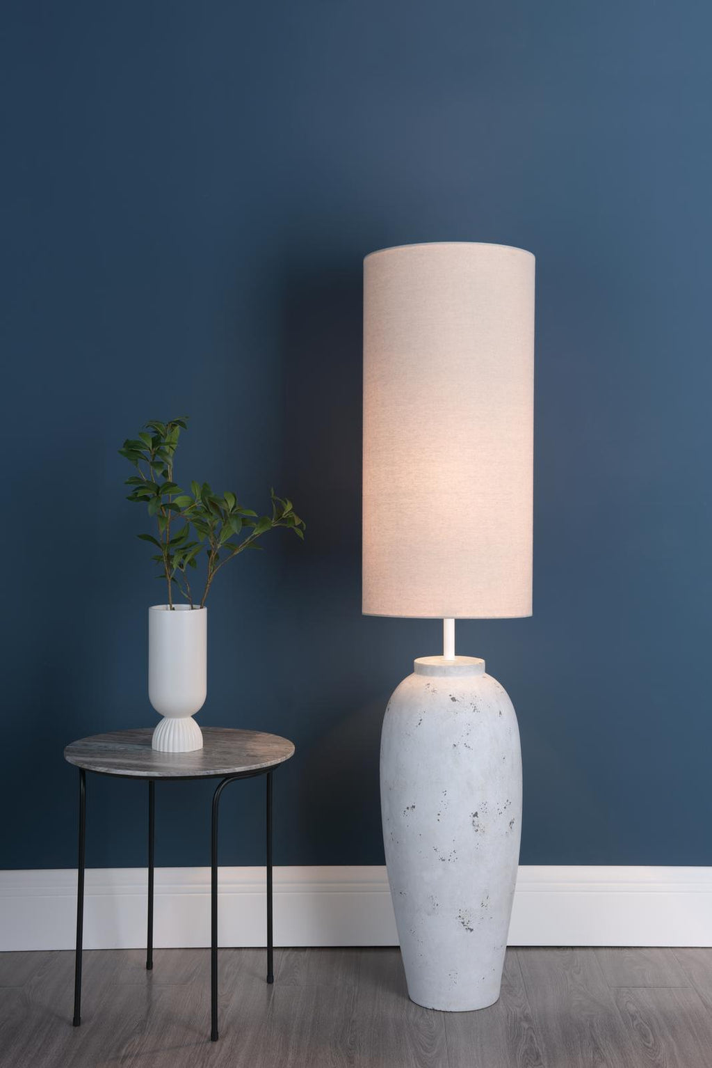ROE4902 Roetta Floor Lamp White and Natural With Shade