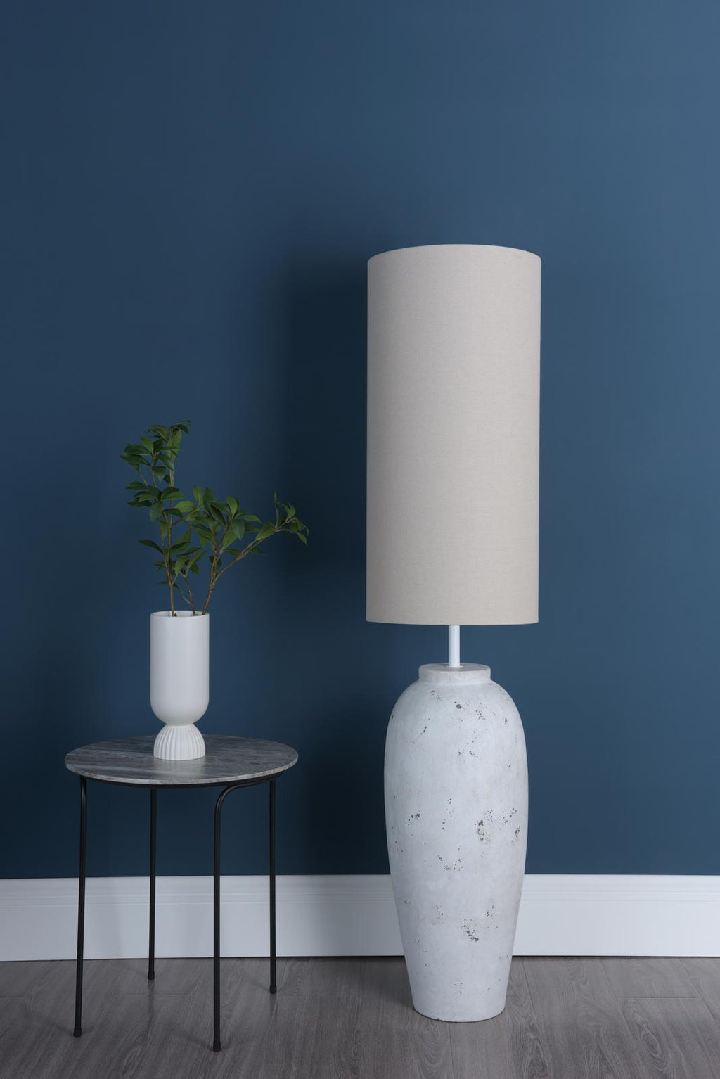 ROE4902 Roetta Floor Lamp White and Natural With Shade