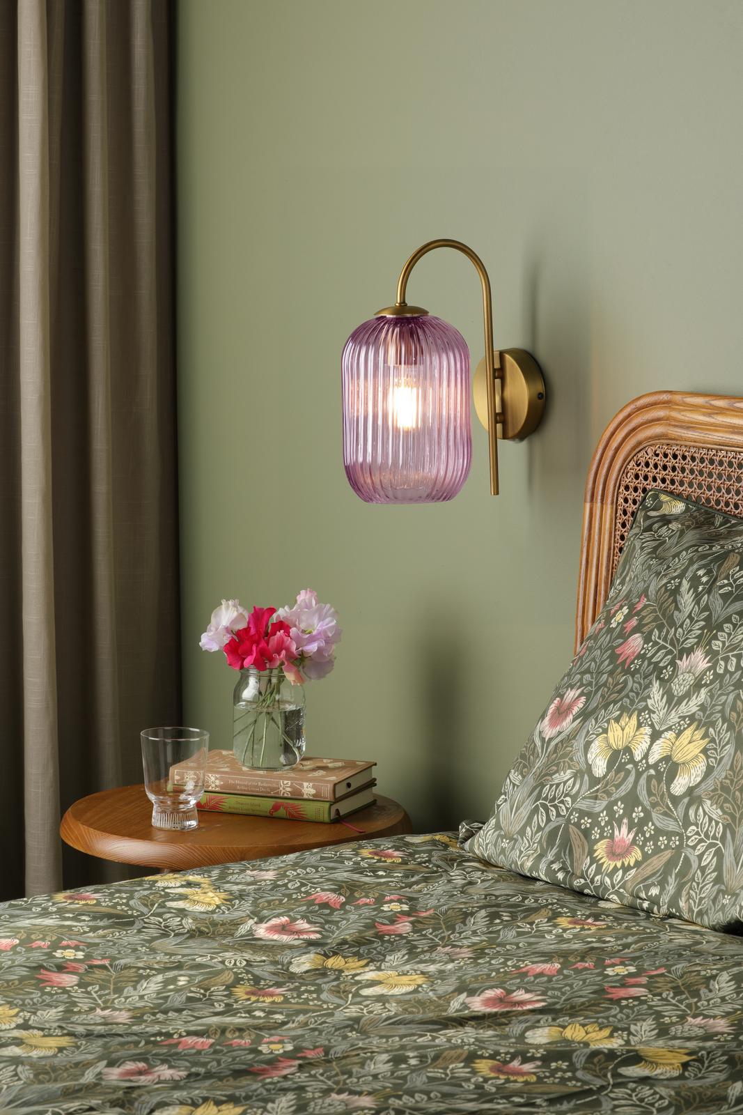 SAW6503 Sawyer Easy Fit Pendant Pink Ribbed Glass