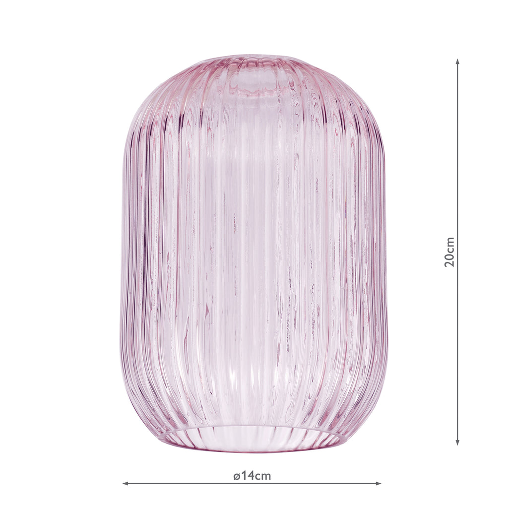 SAW6503 Sawyer Easy Fit Pendant Pink Ribbed Glass