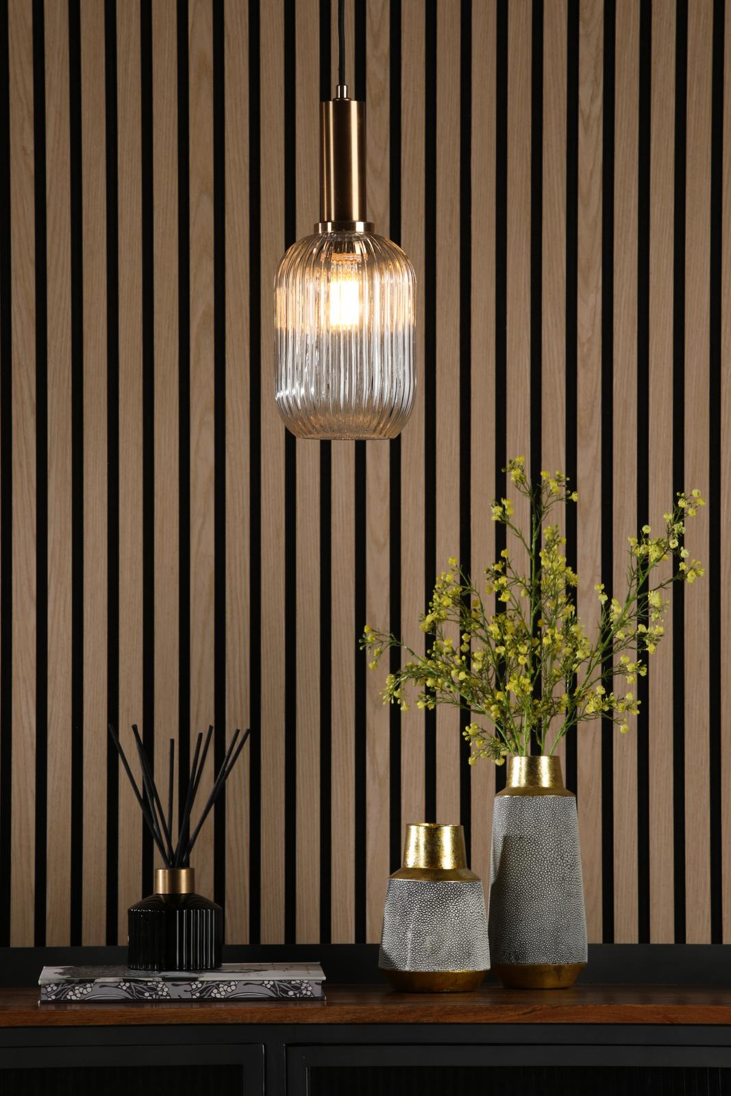 SAW6506 Sawyer Easy Fit Pendant Champagne Ribbed Glass