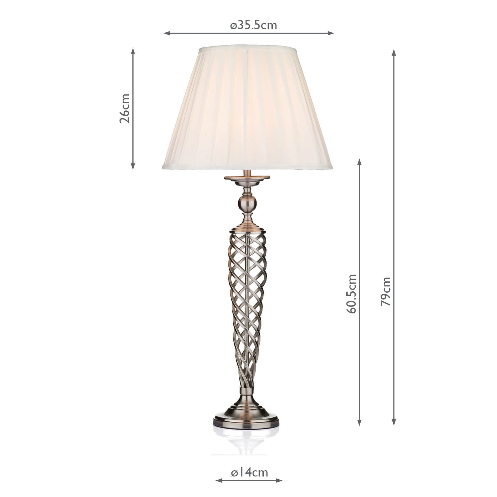 SIA4246 Siam Table Lamp Satin Chrome With Shade