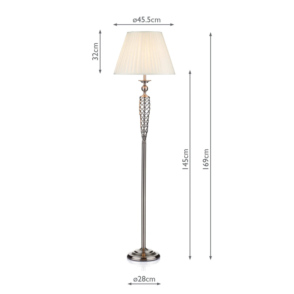 SIA4946 Siam Floor Lamp Satin Chrome With Shade