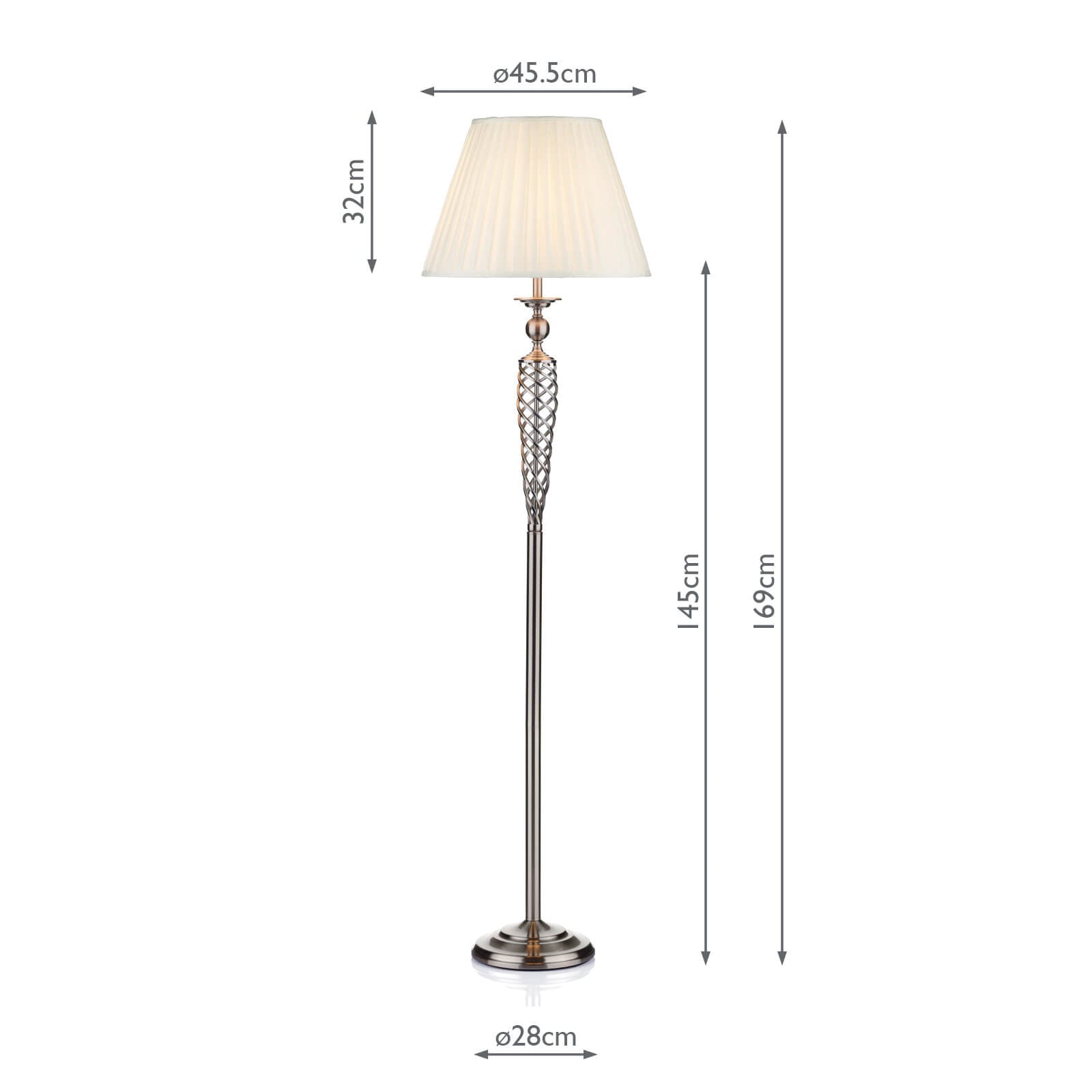 SIA4946 Siam Floor Lamp Satin Chrome With Shade