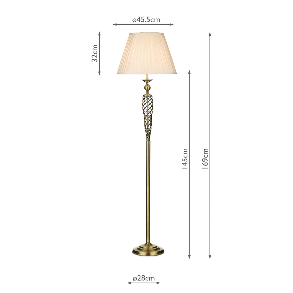 SIA4975 Siam Floor Lamp Antique Brass With Shade