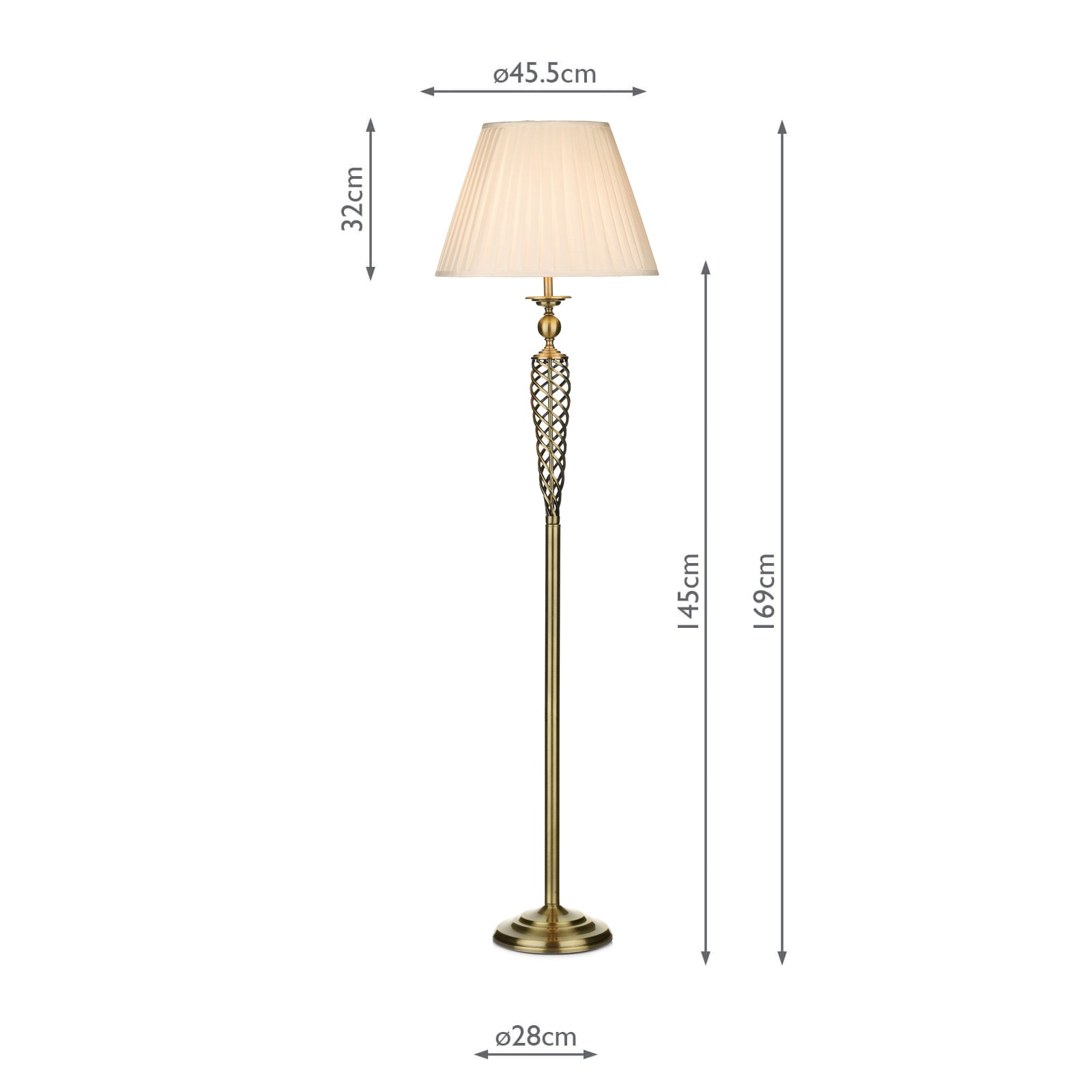 SIA4975 Siam Floor Lamp Antique Brass With Shade