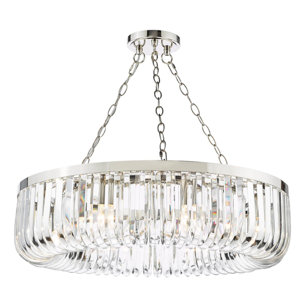 SIG0838 Sigourney 8 Light Pendant Polished Nickel and Crystal