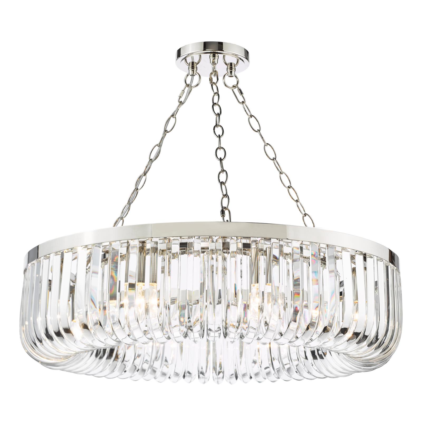SIG0838 Sigourney 8 Light Pendant Polished Nickel and Crystal