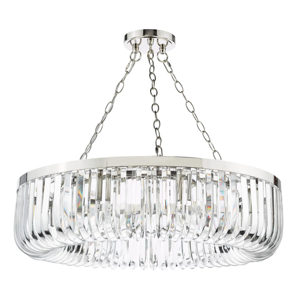 SIG0838 Sigourney 8 Light Pendant Polished Nickel and Crystal