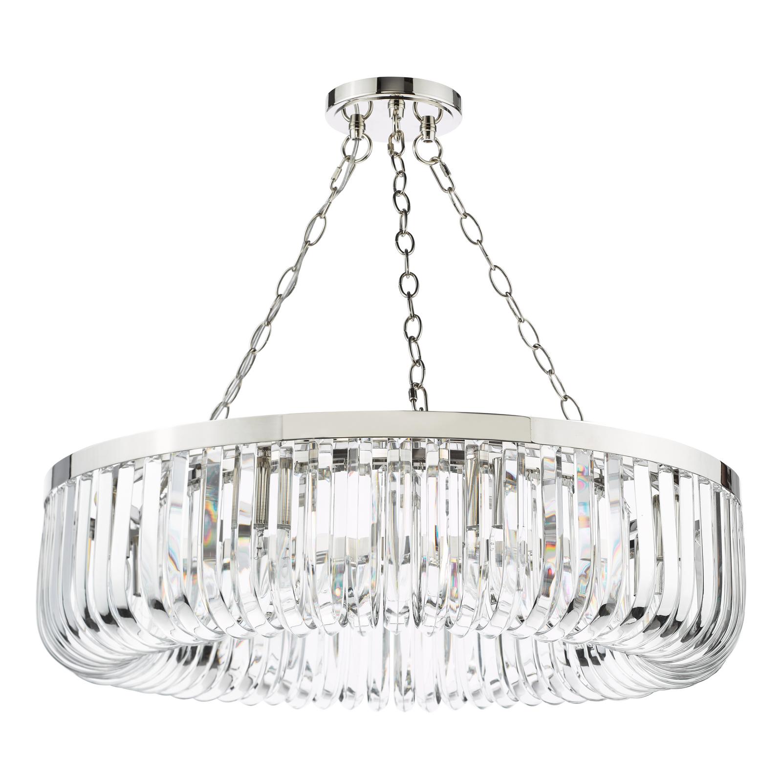 SIG0838 Sigourney 8 Light Pendant Polished Nickel and Crystal