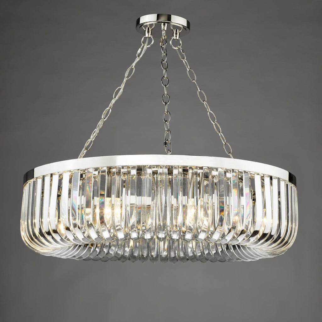 SIG0838 Sigourney 8 Light Pendant Polished Nickel and Crystal