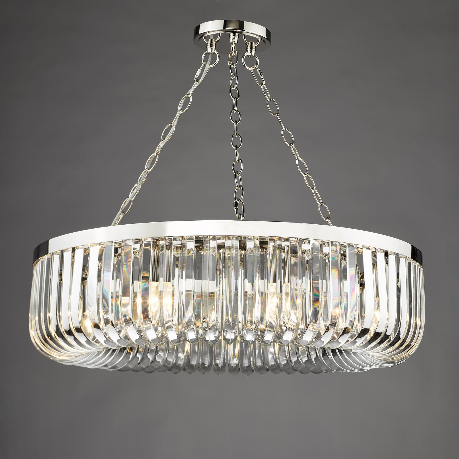 SIG0838 Sigourney 8 Light Pendant Polished Nickel and Crystal
