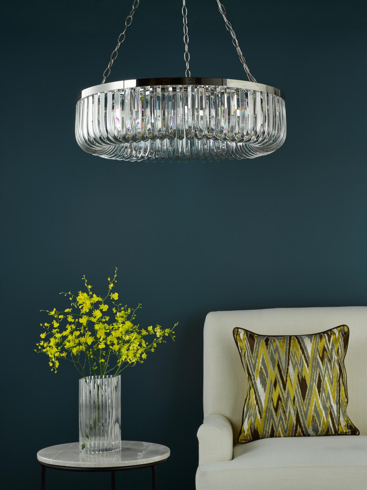 SIG0838 Sigourney 8 Light Pendant Polished Nickel and Crystal