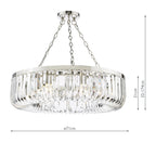 SIG0838 Sigourney 8 Light Pendant Polished Nickel and Crystal