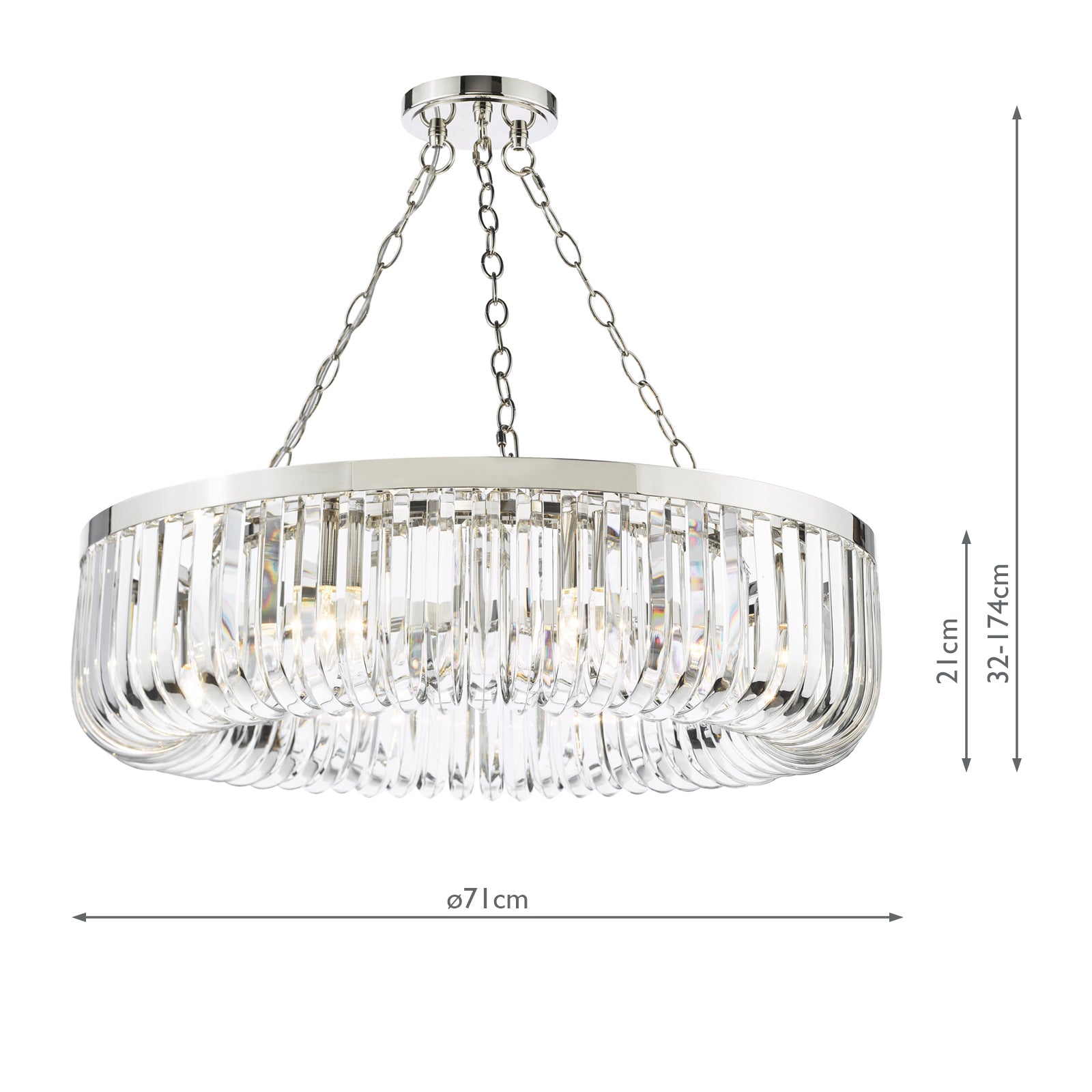 SIG0838 Sigourney 8 Light Pendant Polished Nickel and Crystal