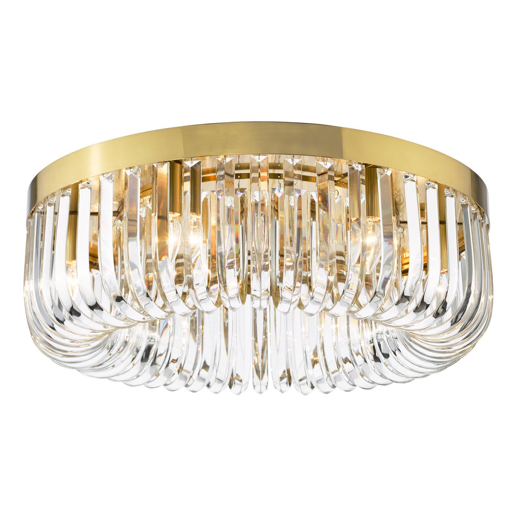 SIG6435 Sigourney 6 Light Flush Satin Gold and Crystal