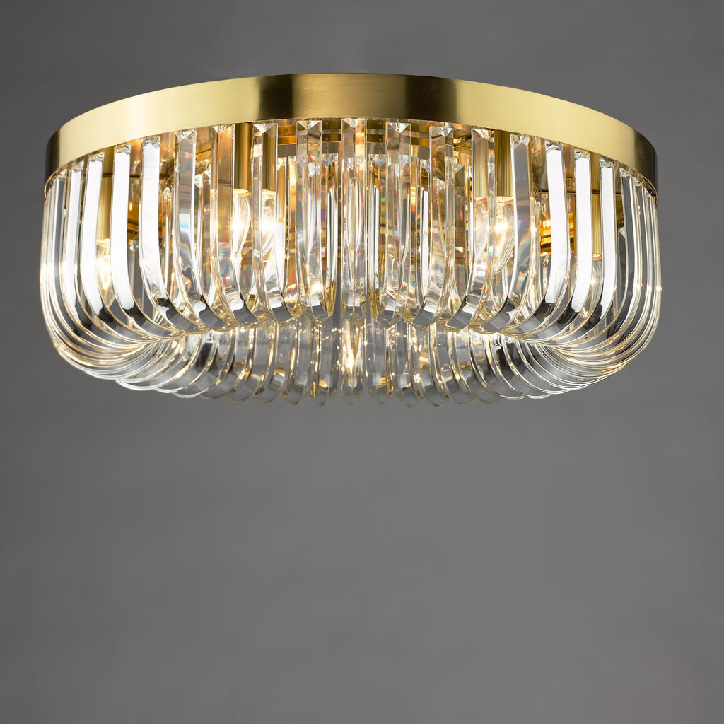 SIG6435 Sigourney 6 Light Flush Satin Gold and Crystal