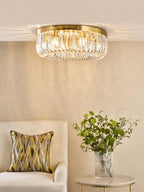 SIG6435 Sigourney 6 Light Flush Satin Gold and Crystal