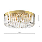 SIG6435 Sigourney 6 Light Flush Satin Gold and Crystal