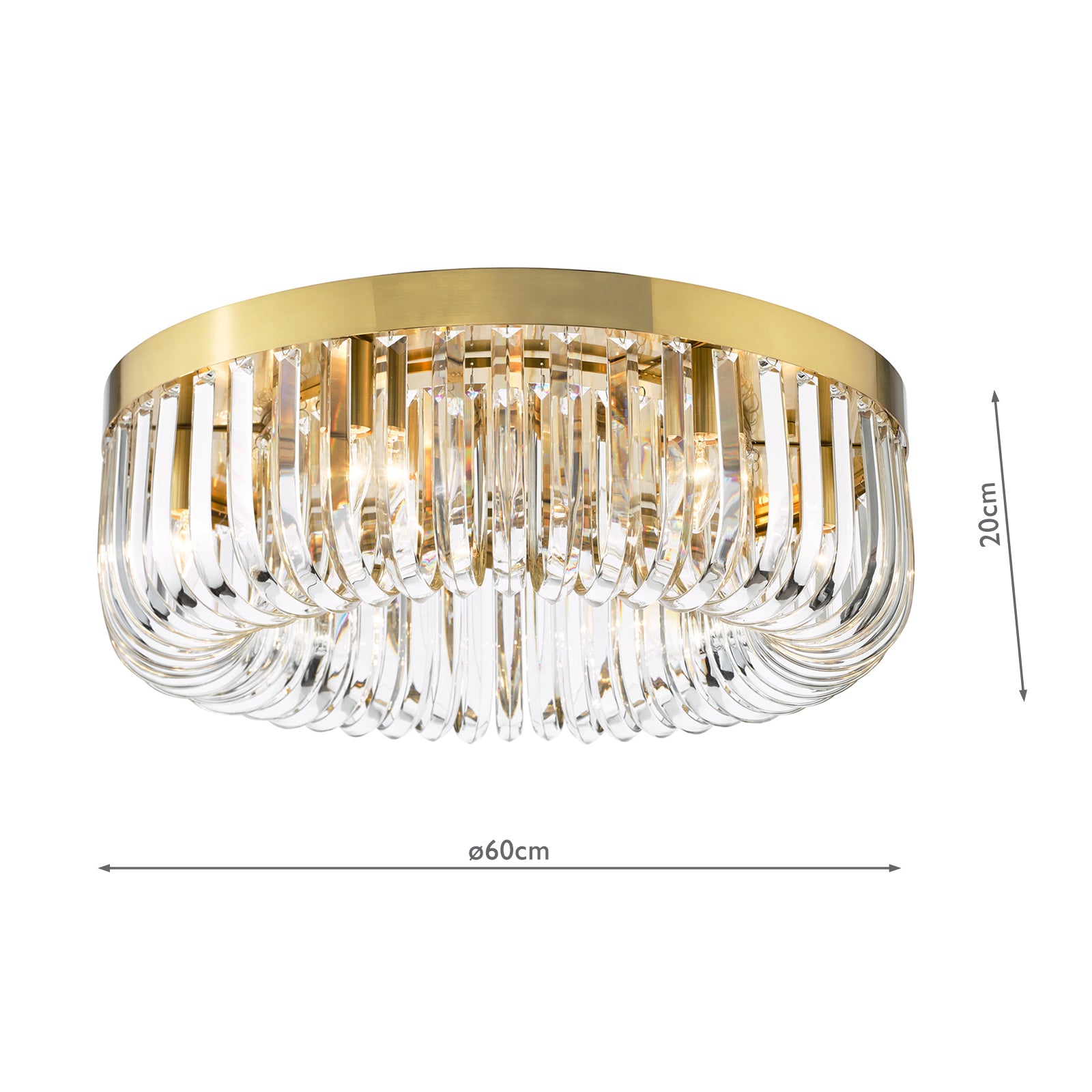 SIG6435 Sigourney 6 Light Flush Satin Gold and Crystal