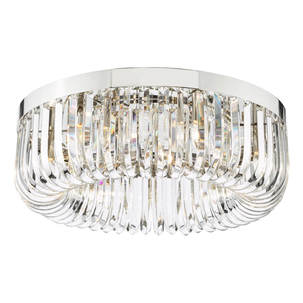 SIG6438 Sigourney 6 Light Flush Polished Nickel and Crystal