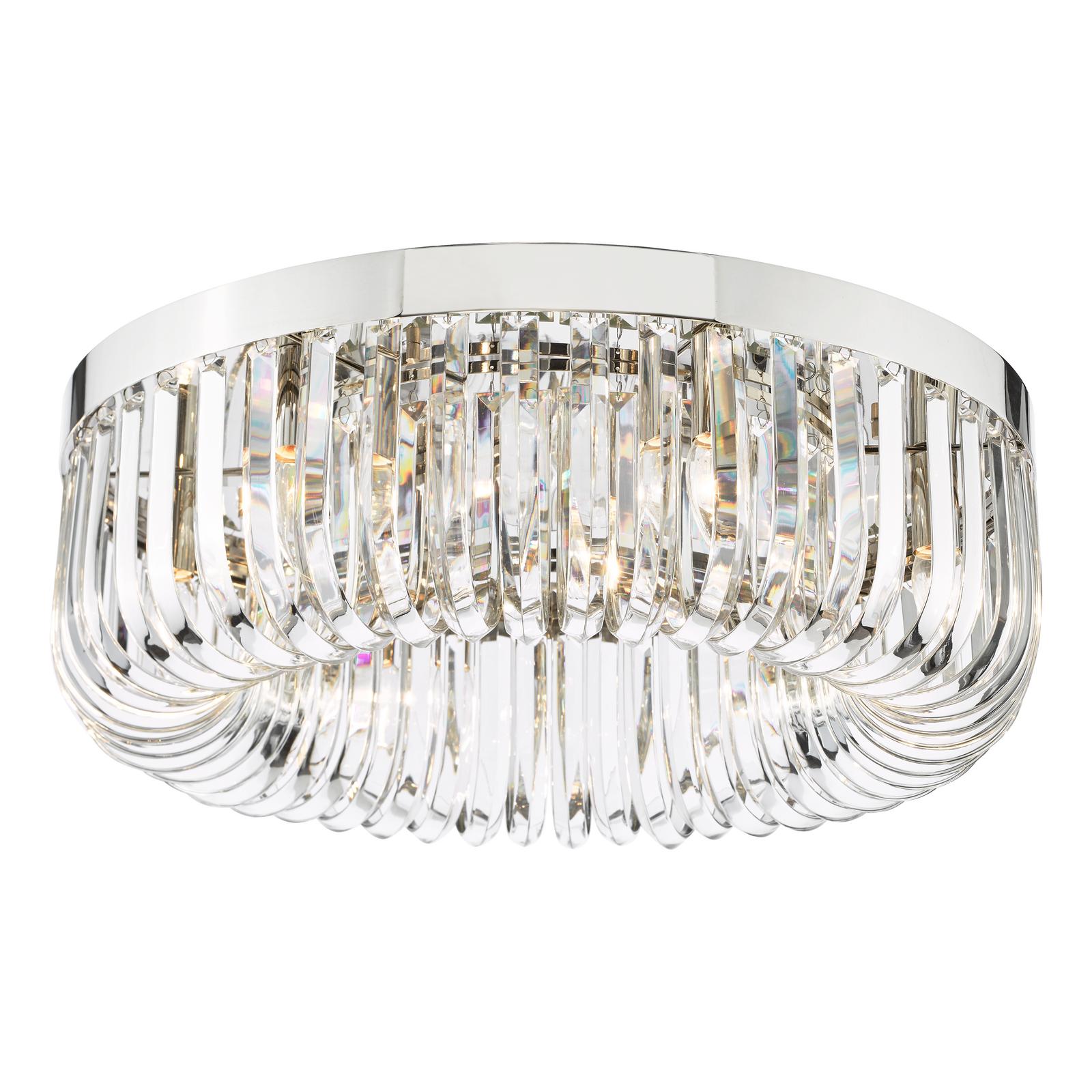 SIG6438 Sigourney 6 Light Flush Polished Nickel and Crystal
