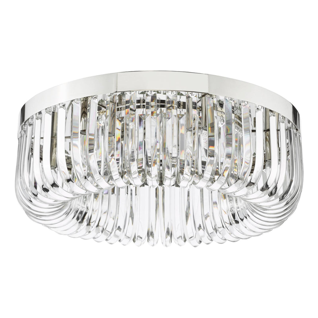 SIG6438 Sigourney 6 Light Flush Polished Nickel and Crystal