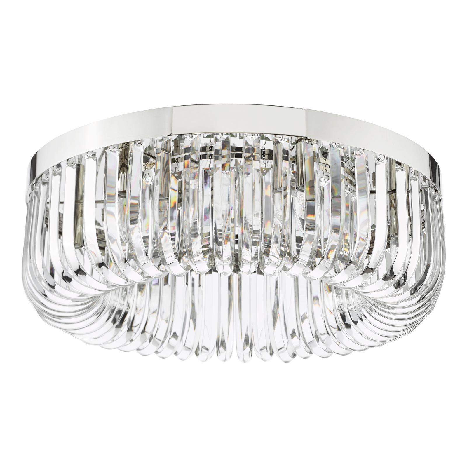 SIG6438 Sigourney 6 Light Flush Polished Nickel and Crystal