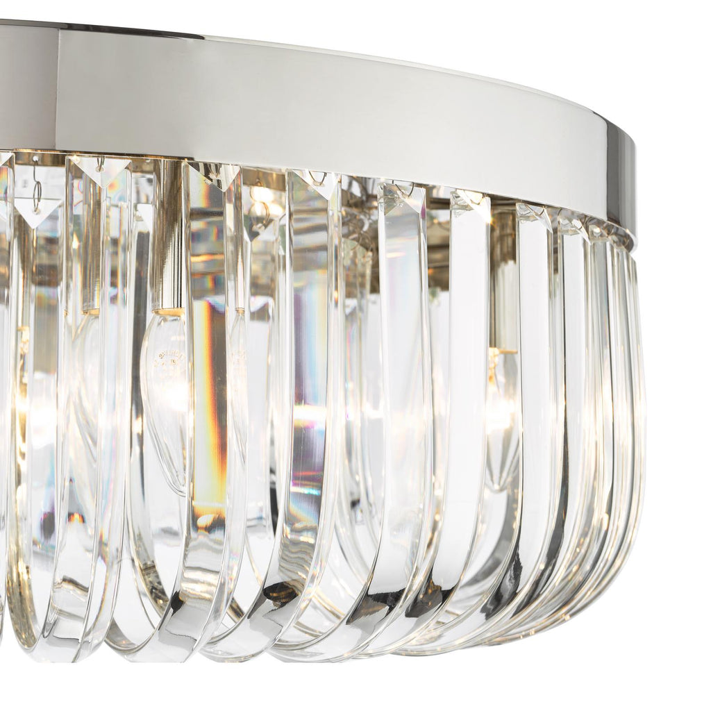 SIG6438 Sigourney 6 Light Flush Polished Nickel and Crystal