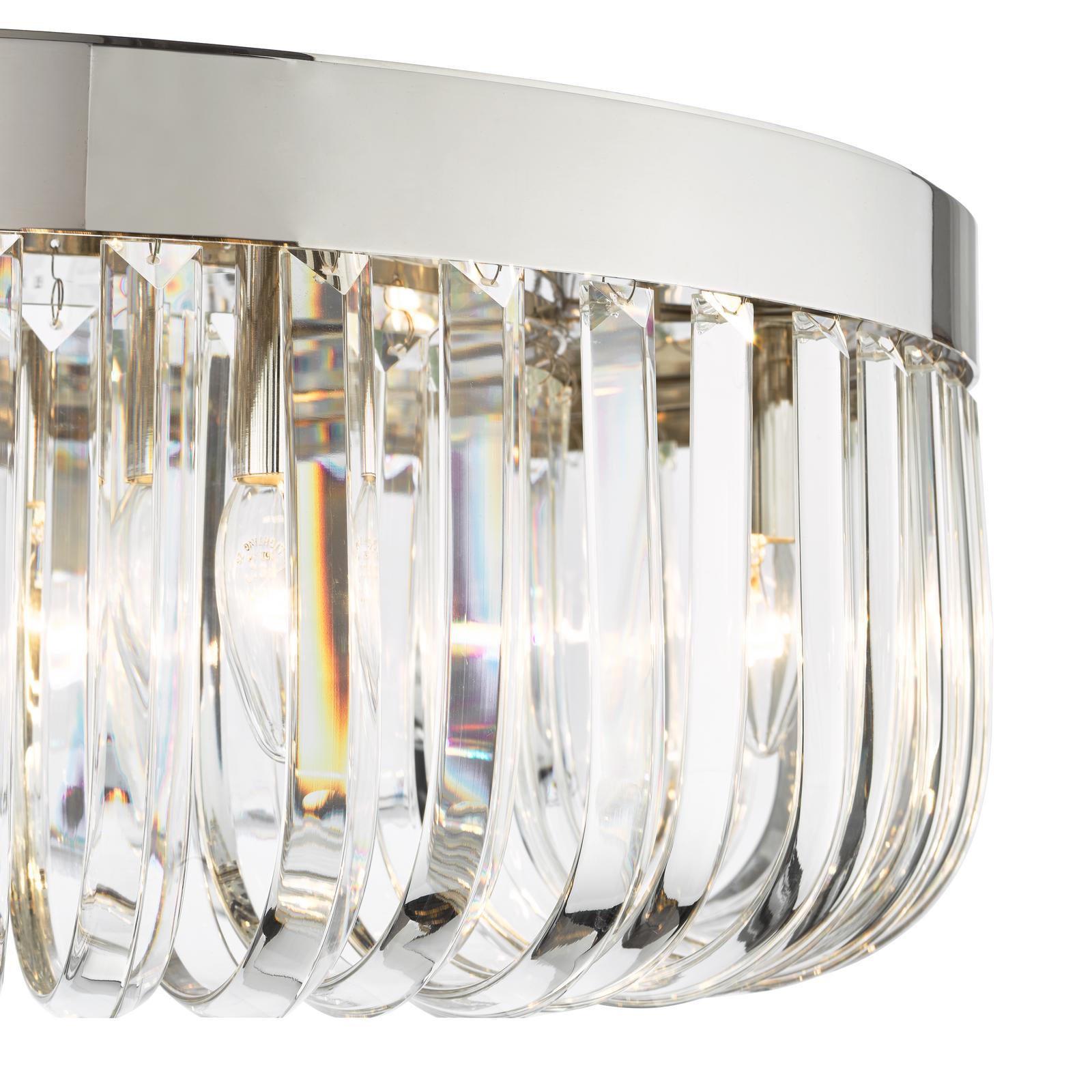 SIG6438 Sigourney 6 Light Flush Polished Nickel and Crystal