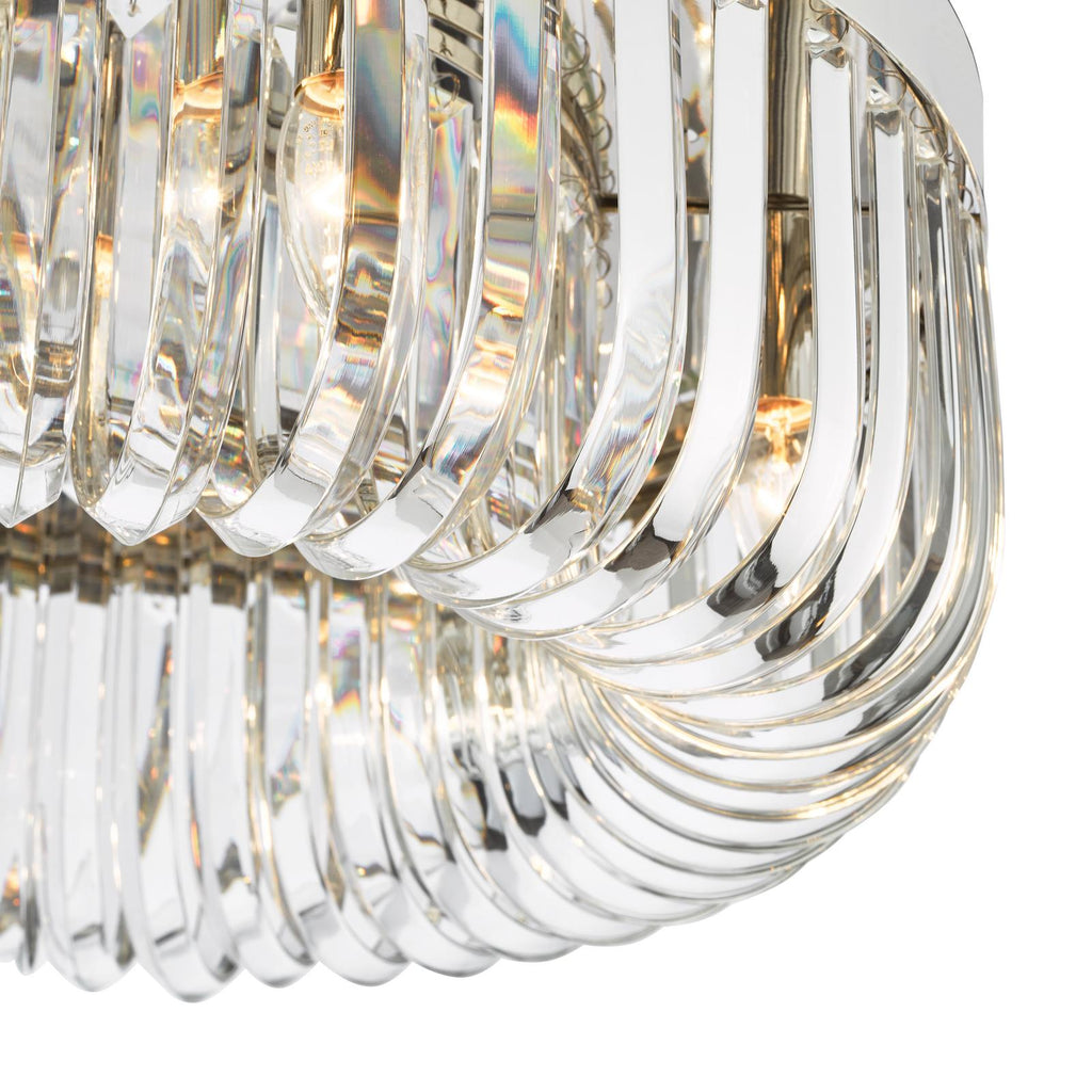 SIG6438 Sigourney 6 Light Flush Polished Nickel and Crystal