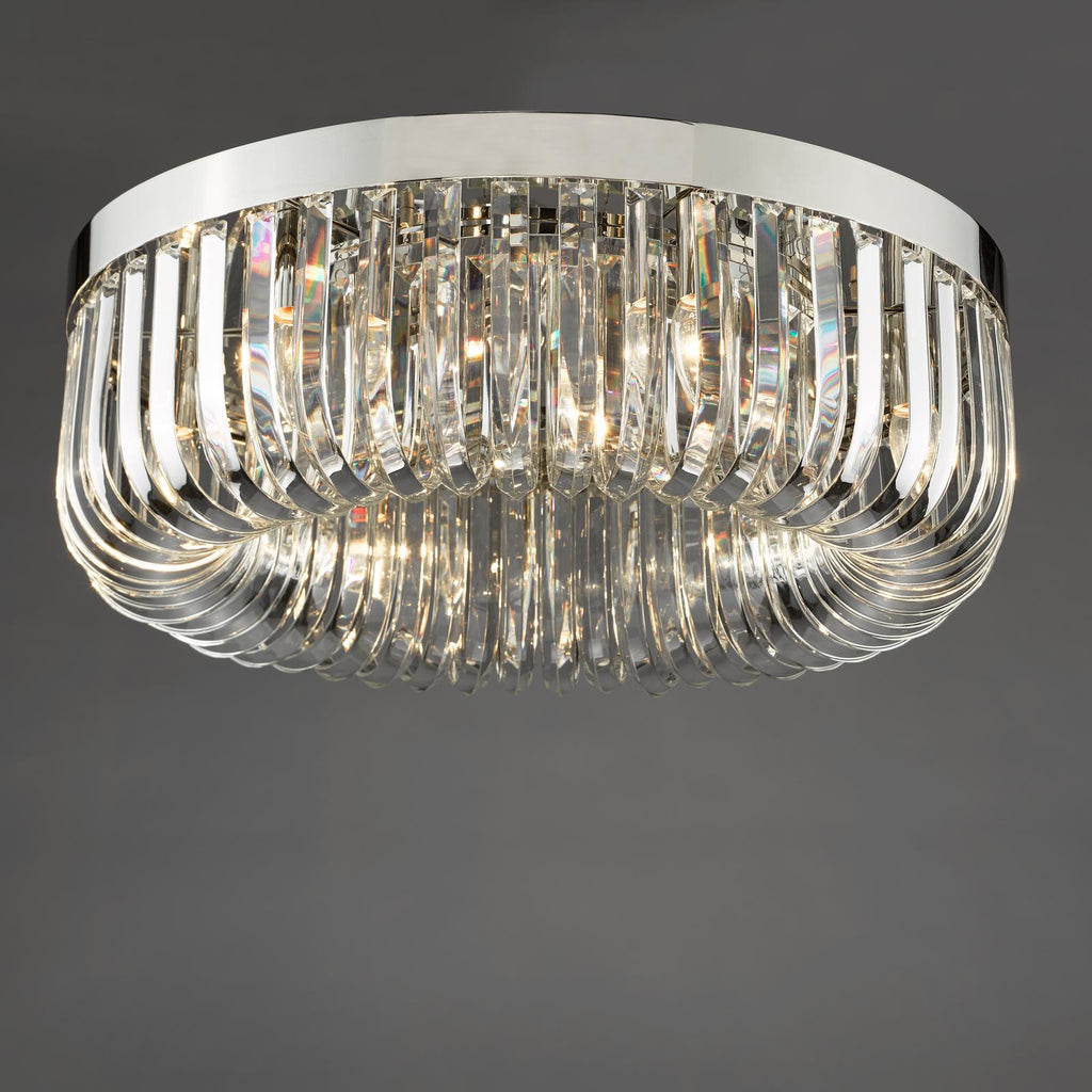 SIG6438 Sigourney 6 Light Flush Polished Nickel and Crystal